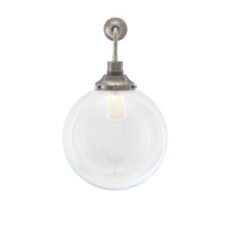 Bamako 30cm Globe Wall Light, Antique Silver, Clear Glass - thumbnail 2