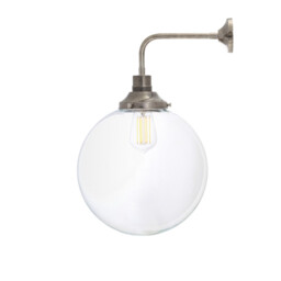 Bamako 30cm Globe Wall Light, Antique Silver, Clear Glass - thumbnail 3