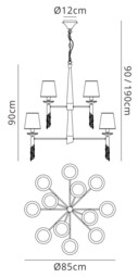 Tiffany Ceiling Pendant 2 Tier 12+12 Light E14+G9, Polished Chrome with White Shades & Clear Crystal - thumbnail 2