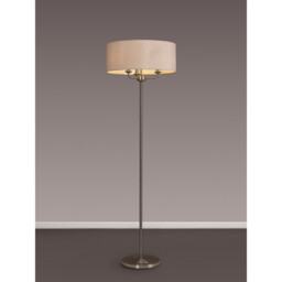 Banyan 3 Light Switched Floor Lamp With 50cm x 20cm Dual Faux Silk Shade, Nude Beige/Moonlight Satin Nickel - thumbnail 2