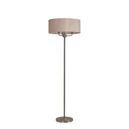 Banyan 3 Light Switched Floor Lamp With 50cm x 20cm Dual Faux Silk Shade, Nude Beige/Moonlight Satin Nickel - thumbnail 5