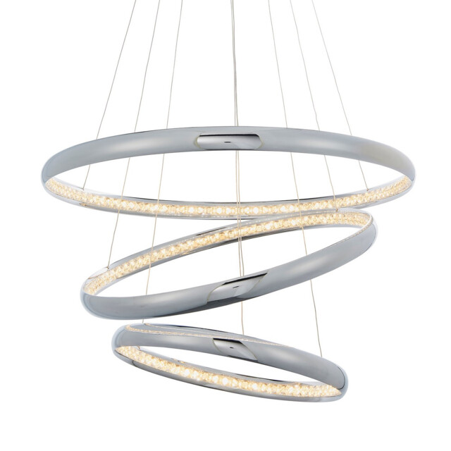 Ozias 3 Ring LED Ceiling Pendant Chrome Plate & Clear Crystal Glass - image 1