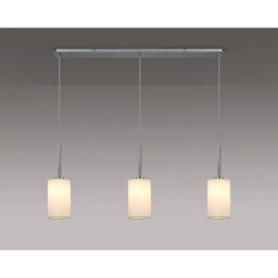 Baymont Polished Chrome 3 Light E27 Linear Pendant, With 12cm x 20cm Faux Silk Shade, White - thumbnail 2