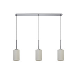 Baymont Polished Chrome 3 Light E27 Linear Pendant, With 12cm x 20cm Faux Silk Shade, White - thumbnail 5
