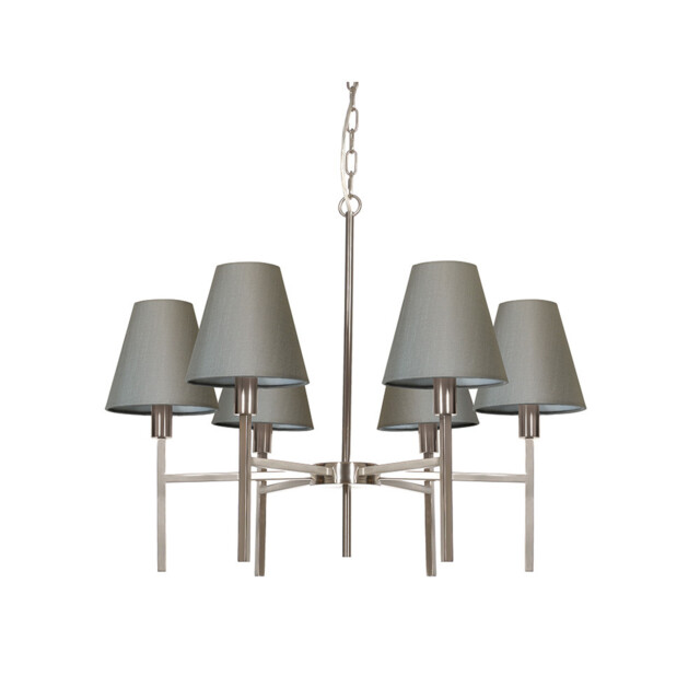Lucerne 6 Light Pendant Chandelier with Grey Shade
