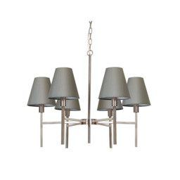 Lucerne 6 Light Pendant Chandelier with Grey Shade