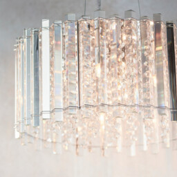 Hanna Pendant Clear Crystal (K5) Glass & Chrome Effect Plate 5 Light Dimmable IP20 - G9 - thumbnail 3