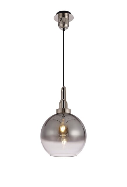 Yorktown Dome Ceiling Pendant E27 With 30cm Globe Glass, Polished Nickel, Matt Black, Smoked, Clear - image 1
