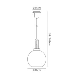 Yorktown Dome Ceiling Pendant E27 With 30cm Globe Glass, Polished Nickel, Matt Black, Smoked, Clear - thumbnail 2