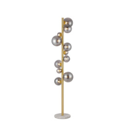 Marshall Floor Lamp, 11 Light G9, Satin Gold, Smoke Plated Glass - thumbnail 1