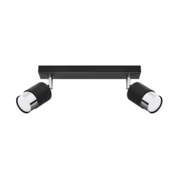 Nero Twin Ceiling Spotlight, Black/Chrome, 2x GU10 - thumbnail 1
