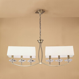 Akira Linear Pendant 2 Arm 6 Light E14, Antique Brass With Cream Shades - thumbnail 2