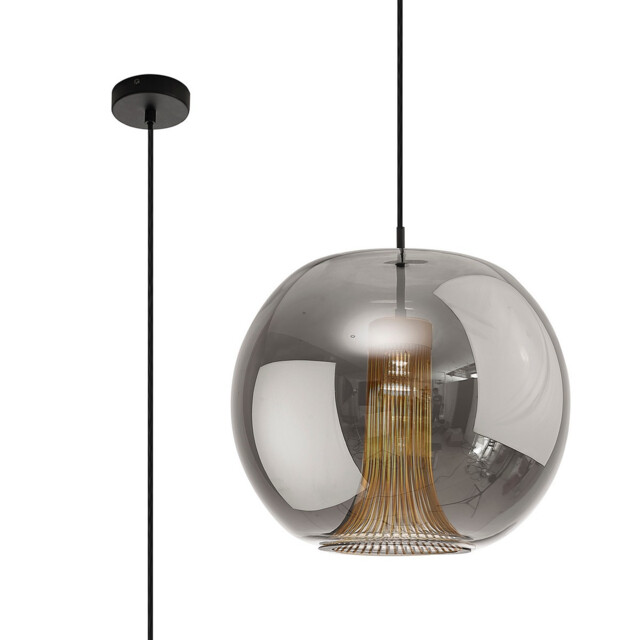Kriss Squircle Pendant, 1 Light GU10, Black/Black Glass Shade With Inner Lined Funnel Glass - image 1