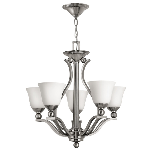 Bolla 5 Light Multi Arm Chandelier Brushed Nickel Finish, E27 - image 1