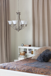 Bolla 5 Light Multi Arm Chandelier Brushed Nickel Finish, E27 - thumbnail 2