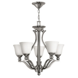 Bolla 5 Light Multi Arm Chandelier Brushed Nickel Finish, E27 - thumbnail 1