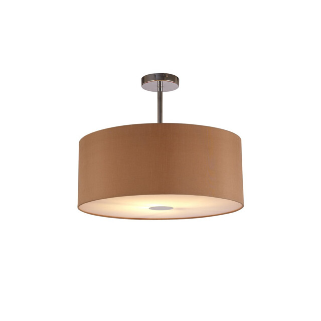 Baymont Polished Chrome E27 Semi Flush With 50cm x 20cm Dual Faux Silk Shade, Antique Gold/Ruby - image 1