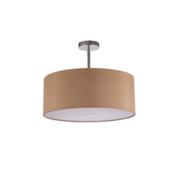 Baymont Polished Chrome E27 Semi Flush With 50cm x 20cm Dual Faux Silk Shade, Antique Gold/Ruby - thumbnail 5