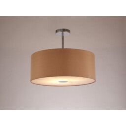 Baymont Polished Chrome E27 Semi Flush With 50cm x 20cm Dual Faux Silk Shade, Antique Gold/Ruby - thumbnail 2