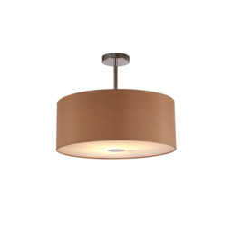 Baymont Polished Chrome E27 Semi Flush With 50cm x 20cm Dual Faux Silk Shade, Antique Gold/Ruby