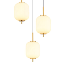 Ewald Cluster Pendant Ceiling Light Brass-Coloured Opal Glass Shade 3x LED 3000K - thumbnail 3