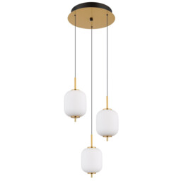Ewald Cluster Pendant Ceiling Light Brass-Coloured Opal Glass Shade 3x LED 3000K - thumbnail 2