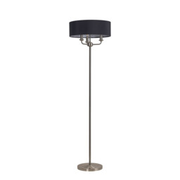 Banyan 3 Light Switched Floor Lamp With 45cm x 15cm Faux Silk Shade, Satin Nickel/Black - thumbnail 5