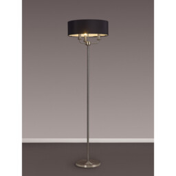 Banyan 3 Light Switched Floor Lamp With 45cm x 15cm Faux Silk Shade, Satin Nickel/Black - thumbnail 2