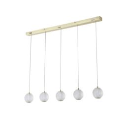 Allure 5 Light Bar Celling Pendant Satin Brass Metal & Clear Acrylic - thumbnail 2