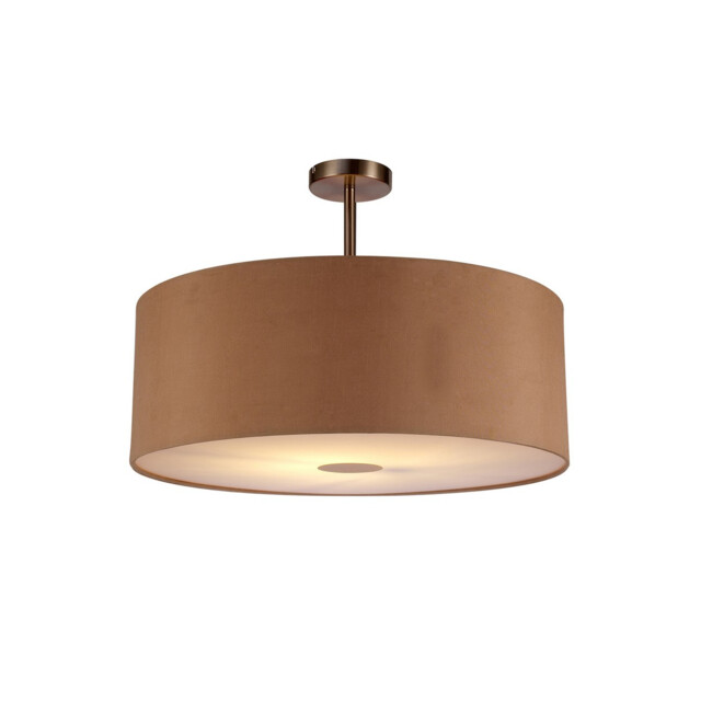 Baymont Satin Nickel E27 Semi Flush With 60cm x 22cm Dual Faux Silk Shade, Antique Gold/Ruby - image 1