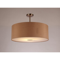 Baymont Satin Nickel E27 Semi Flush With 60cm x 22cm Dual Faux Silk Shade, Antique Gold/Ruby - thumbnail 2
