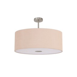 Baymont Satin Nickel E27 Semi Flush With 60cm x 22cm Dual Faux Silk Shade, Antique Gold/Ruby - thumbnail 5