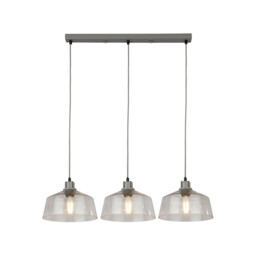 Odeon 3 Light Bar Celling Pendant Grey Metal & Glass
