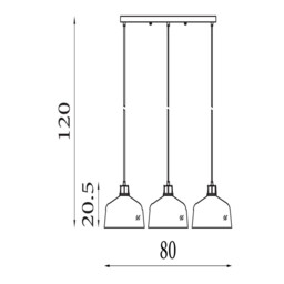 Odeon 3 Light Bar Celling Pendant Grey Metal & Glass - thumbnail 2