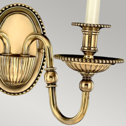 Cambridge 2 Light Indoor Candle Wall Light Burnished Brass (Shades Sold Separately), E14 - thumbnail 2