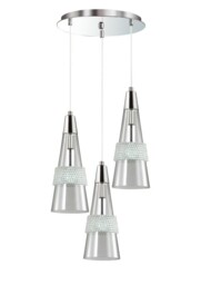 Emilia Ceiling Cluster Pendant 3 Light E14 Round Polished Chrome, Crystal - thumbnail 1