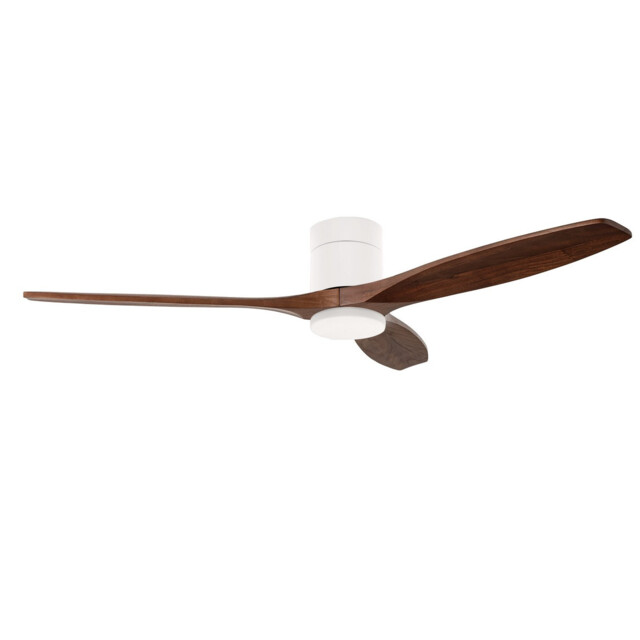 Stem 132cm Ceiling Fan White With Dark Wood Blades, Sandblasted LED 20.2W CCT 3000-4000-5000K On-Off