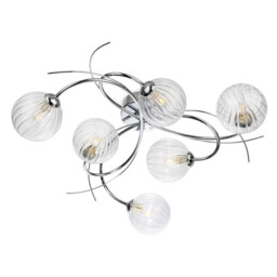 Elba 6 Light Flush Ceiling Fitting Chrome with Clear Decorative Glass 6xG9