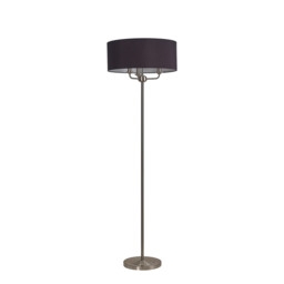 Banyan 3 Light Switched Floor Lamp With 50cm x 20cm Faux Silk Shade, Black/White Laminate Satin Nickel - thumbnail 5