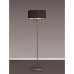 Banyan 3 Light Switched Floor Lamp With 50cm x 20cm Faux Silk Shade, Black/White Laminate Satin Nickel - thumbnail 2