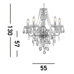 Marie Therese 5 Light Chandelier Chrome Finish - thumbnail 3