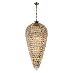 Coniston Tall Acorn Pendant, 20 Light E14, Antique Brass/Crystal, Item Weight: 48.30kg - thumbnail 1