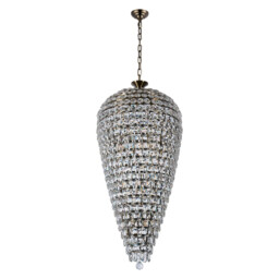 Coniston Tall Acorn Pendant, 20 Light E14, Antique Brass/Crystal, Item Weight: 48.30kg - thumbnail 3