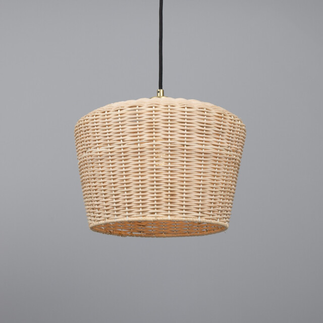 Manila Rattan Large Dome Pendant, Satin Brass - image 1