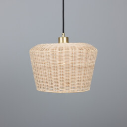 Manila Rattan Large Dome Pendant, Satin Brass - thumbnail 3