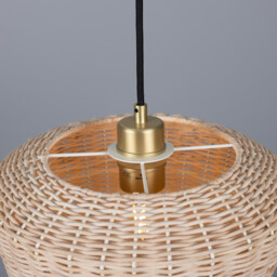 Manila Rattan Large Dome Pendant, Satin Brass - thumbnail 5