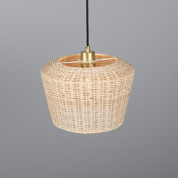 Manila Rattan Large Dome Pendant, Satin Brass - thumbnail 2
