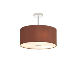Baymont Polished Chrome 3 Light E27 Semi Flush With 40cm x 18cm Dual Faux Silk Shade, Cocoa/Grecian Bronze