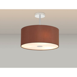 Baymont Polished Chrome 3 Light E27 Semi Flush With 40cm x 18cm Dual Faux Silk Shade, Cocoa/Grecian Bronze - thumbnail 2