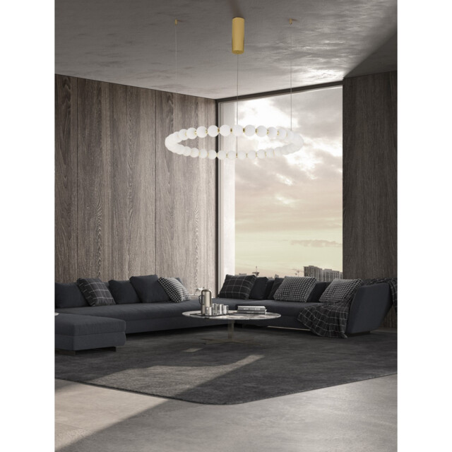 Perla Integrated LED Pendant Ceiling Light Gold Metal, Opal Glass LED 72W 6492Lm 3000K - image 1